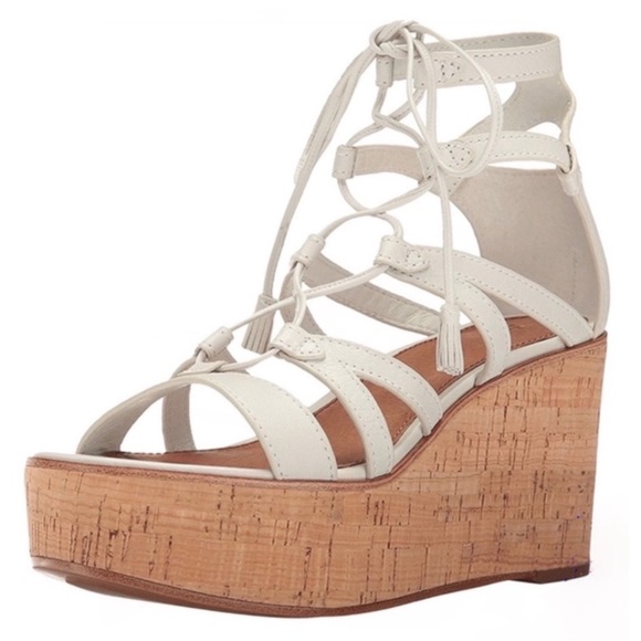 FRYE Heather Gladiator Platform Wedges in White! - Picture 2 of 5